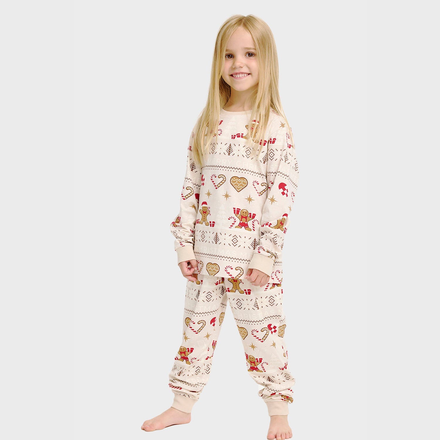Joulukeksi Joulupyjama Beige – Lapset
